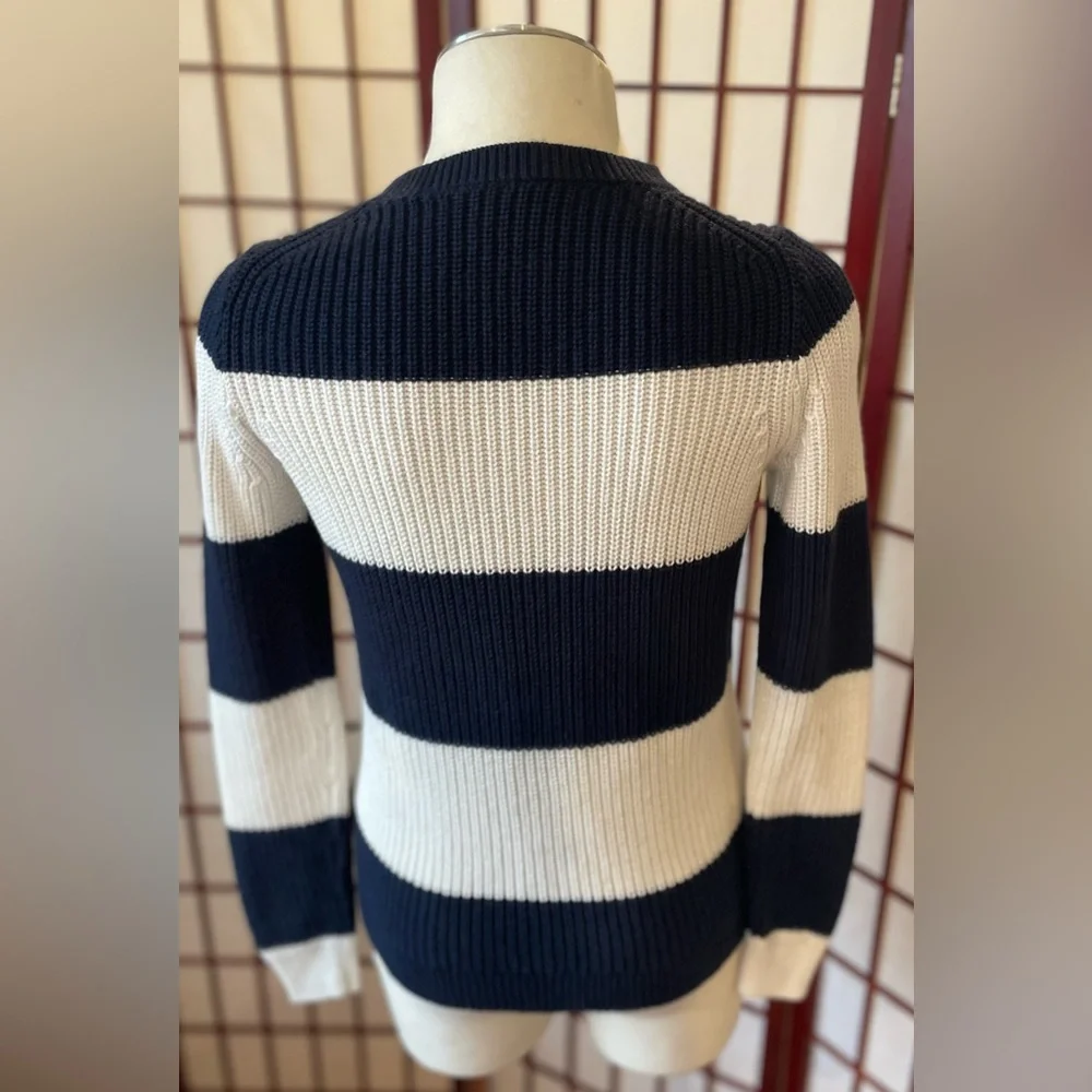 COPY - J CREW Cotton-Cashmere Fisherman Crewneck Sweater in Striped NWOT. - Picture 3 of 9